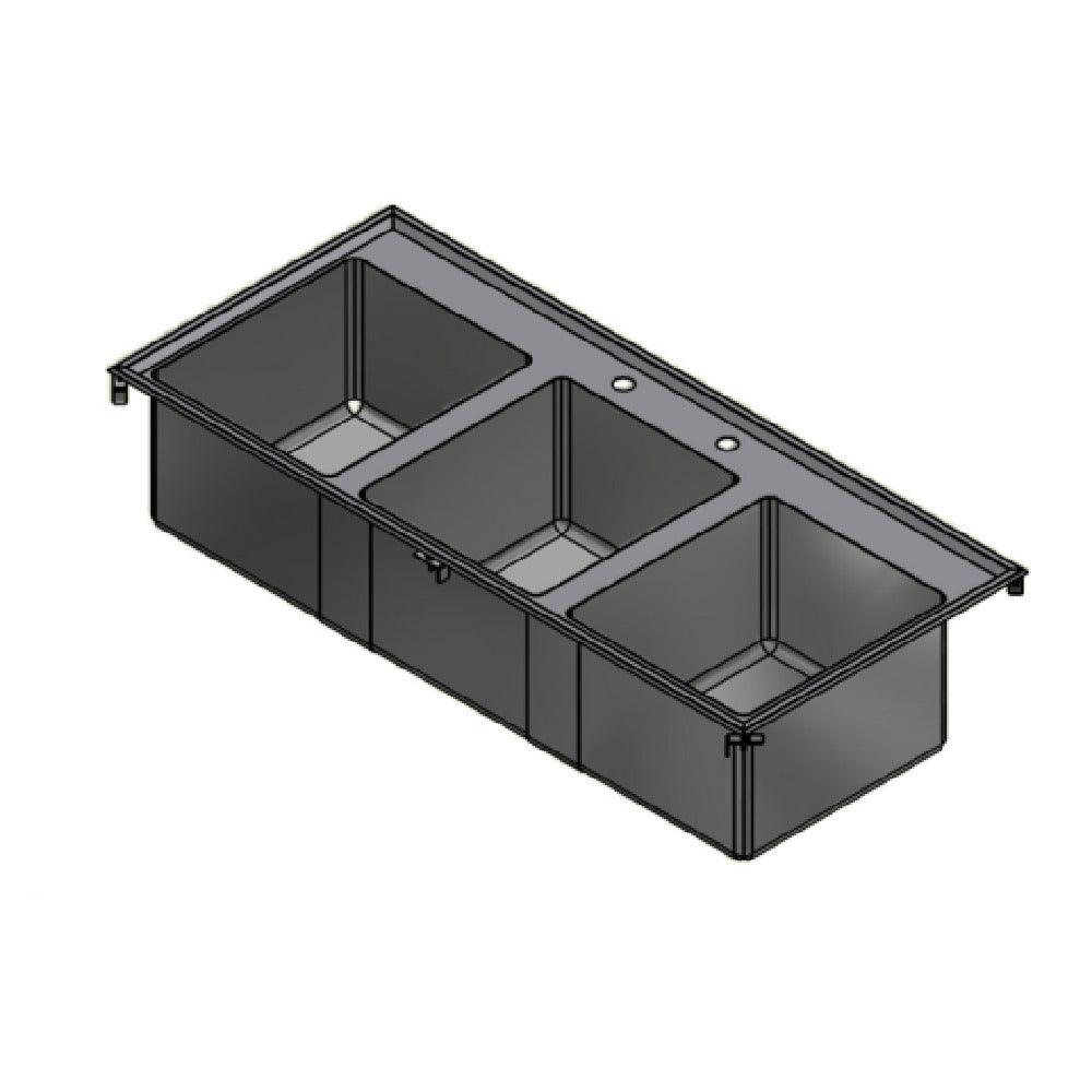 Winholt WS3T-DIS-ME-2016-12DP Drop-in Sink Three Compartment 16 Gauge Stainless Steel