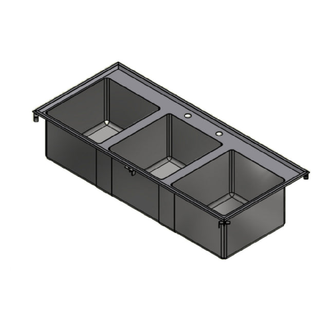 Winholt WS3T-DIS-ME-2016-12DP Drop-in Sink Three Compartment 16 Gauge Stainless Steel