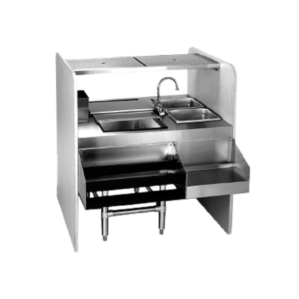 Eagle CS42-32L Spec-Bar® Cocktail Station 32"W X 42"L (2) 6"D Sinks With Gooseneck T&S Faucet (4" Centers) On Right & Perforated Lift Out Baskets