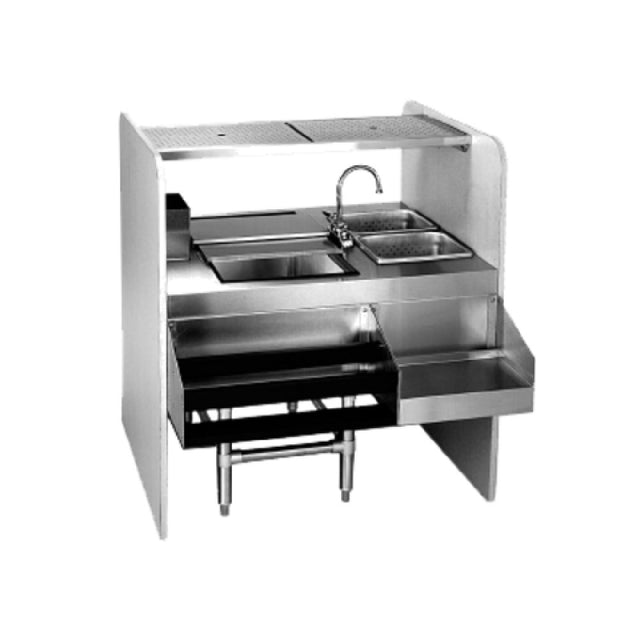 Eagle CS42-32L Spec-Bar® Cocktail Station 32"W X 42"L (2) 6"D Sinks With Gooseneck T&S Faucet (4" Centers) On Right & Perforated Lift Out Baskets