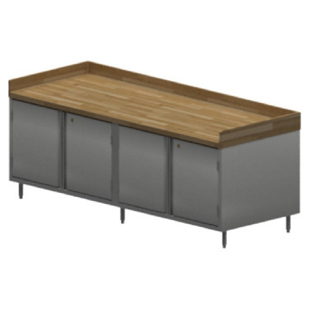 BK Resources CMBT-3696HL Chef Table Cabinet Base With Hinged Doors & Locks 96"W X 36"D X 39"H Overall Size