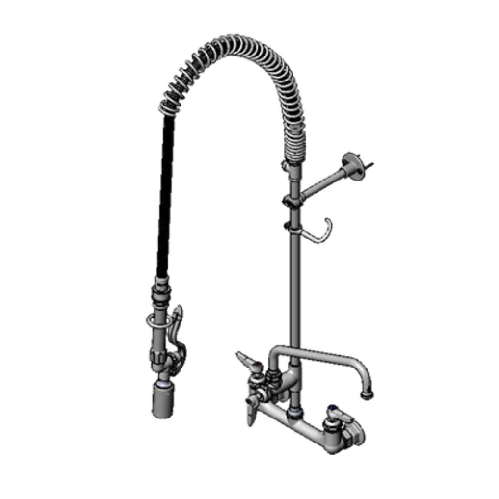 T&S Brass B-0133-10CRBJST Pre-Rinse Unit EasyInstall Wall Mount Mixing Faucet With 8" Adjustable Centers