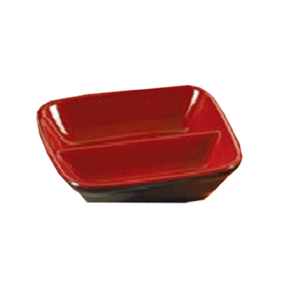 Yanco CR-0001 Two-Tone Divided Sauce Dish 1 Oz. 3-1/2"L X 3-1/2"W X 2-1/2"H