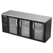 Beverage Air BBN78HC-G-B - Refrigerated Back Bar Storage Cabinet, Three-section, 78"W X 26-3/8"D X 34"H