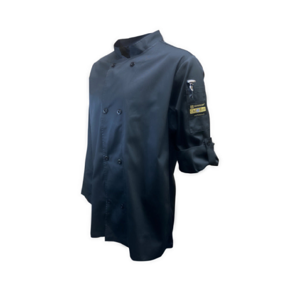 Thunder Group CJ210BKS Chef Regalia French Cuffs Chef Jackets Tapered Ventilated Long Sleeve