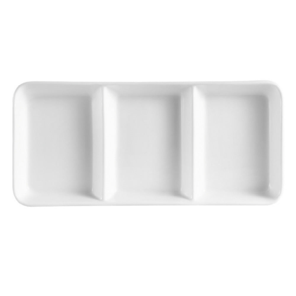 CAC China CN-3T13 CN Divided Side Dish Plate 6 Oz. Per Compartment