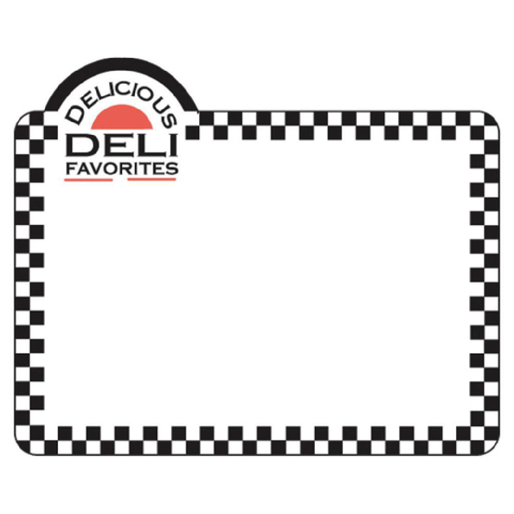 Hubert 80303 - Merchandising Tag, "Delicious Deli Favorites" With Black Checkered Border