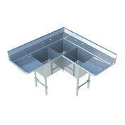 Sapphire Manufacturing SMCS-3-1818D24 Corner Sink 3-compartment 63" Corner-to-edge