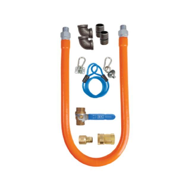 BK Resources BKG-GHC-10048-SCK9 Gas Hose Connection Kit # 9 Includes 48" Long X 1" I.D. Stainless Steel Hose With Radial Wrap & Protective Translucent Coating