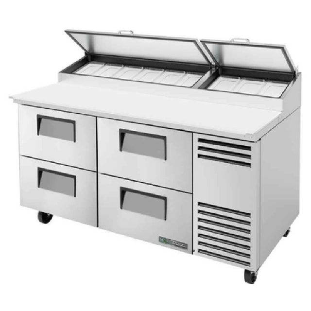 True Refrigeration TPP-AT-67D-4-HC Pizza Prep 33 41°F Pan Rail