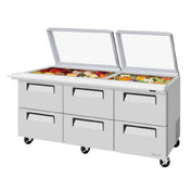 Turbo Air TST-72SD-30-D6-N-GL Super Deluxe Sandwich/Salad Mega Top Unit With Glass Lid