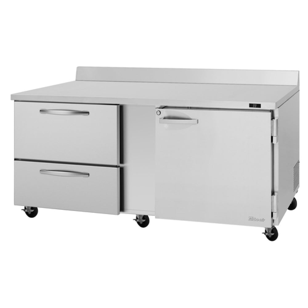 Turbo Air PWR-72-D2R(L)-N PRO Series Worktop Refrigerator Two-section 18.8 Cu.ft. Capacity