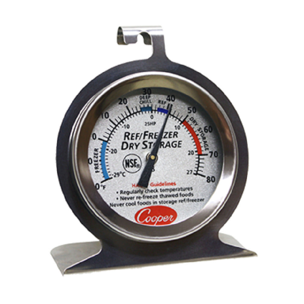 Cooper Atkins 25HP-01-1 Refrigerator/Freezer/Dry Storage Thermometer Colored 2" (5cm) Dia. Dial Zoned With Specific Applications And HACCP Guidelines