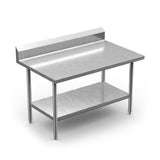 Winholt DTSBB-3096-14 Work Table 96"W X 30"D X 34"H 14/304 Stainless Steel Top With 6" Boxed Backsplash