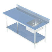 Sapphire Manufacturing SMTPS-3072R Work Table With Prep Sink 72"W X 30"D 16/304 Stainless Steel Top With 1-1/2" Rounded Front Edge