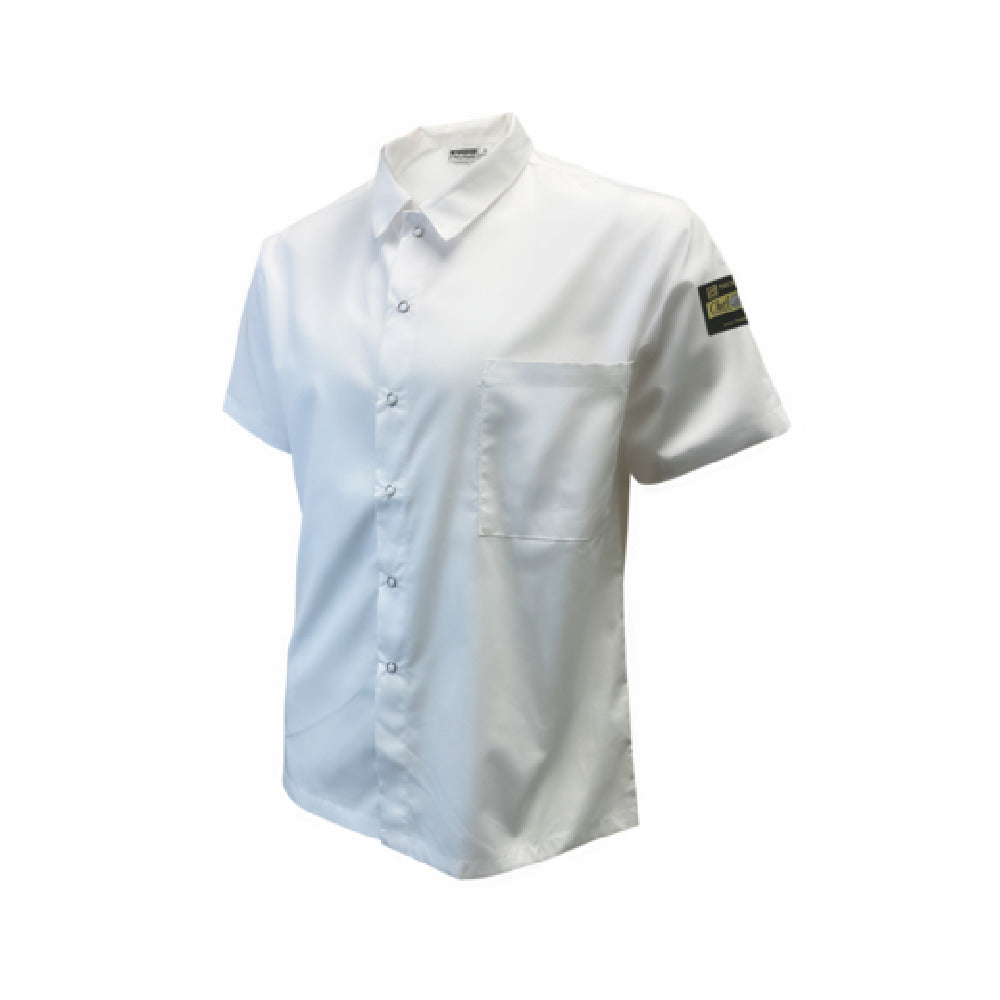 Thunder Group CJ810WHS Chef Regalia Snap-Button Short Sleeve Shirts Small 65/35 Poly/cotton