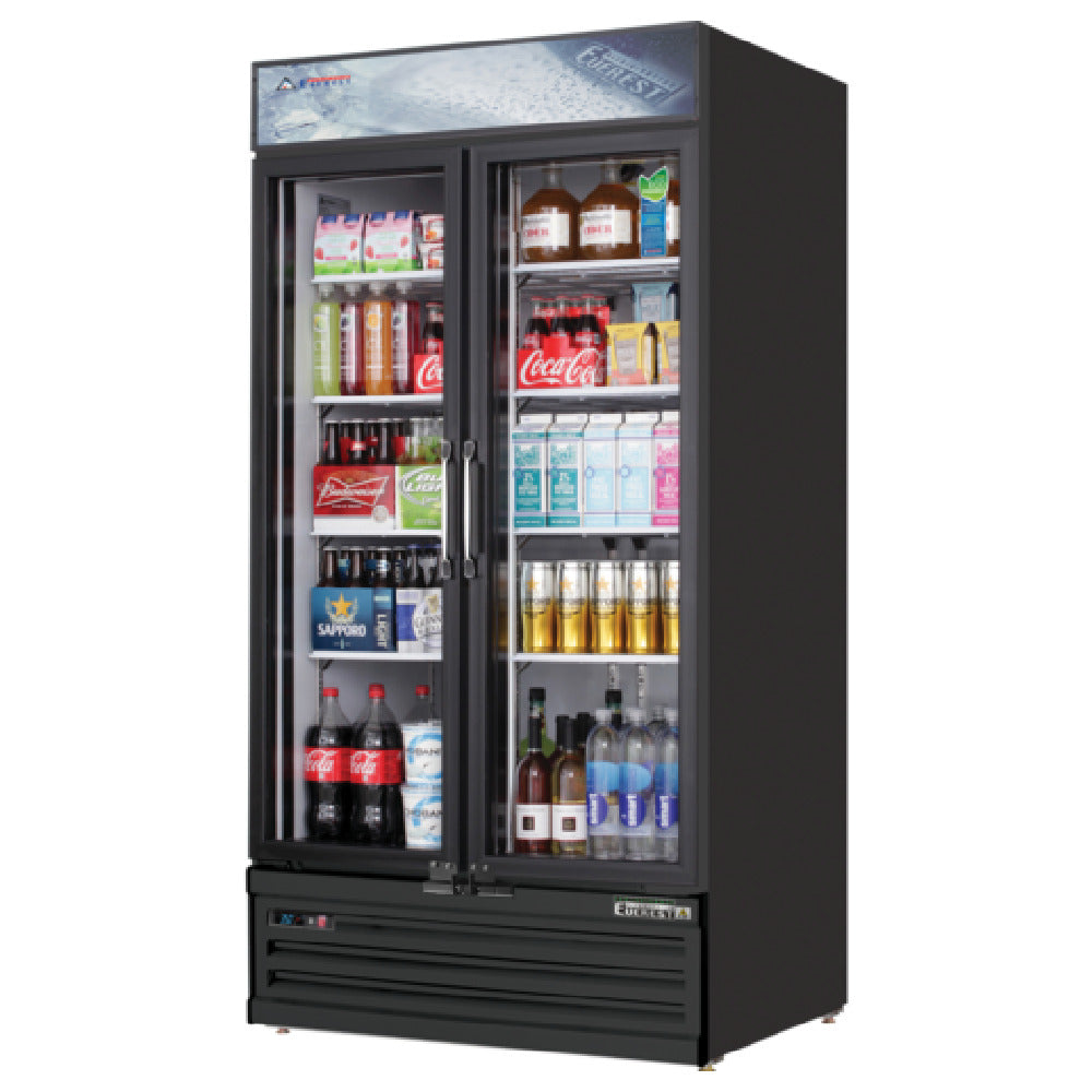 Everest Refrigeration EMSGR33B Reach-In Glass Door Merchandiser Refrigerator Two-section