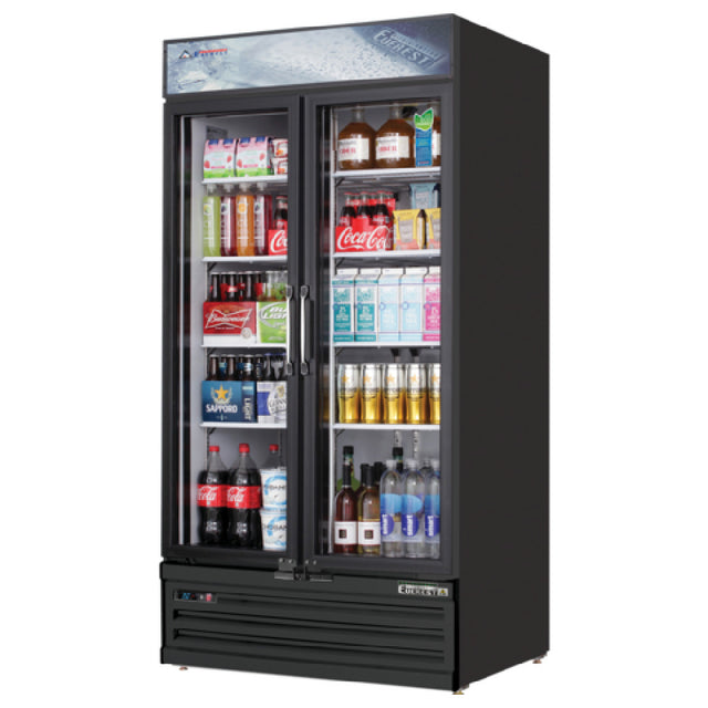 Everest Refrigeration EMSGR33B Reach-In Glass Door Merchandiser Refrigerator Two-section