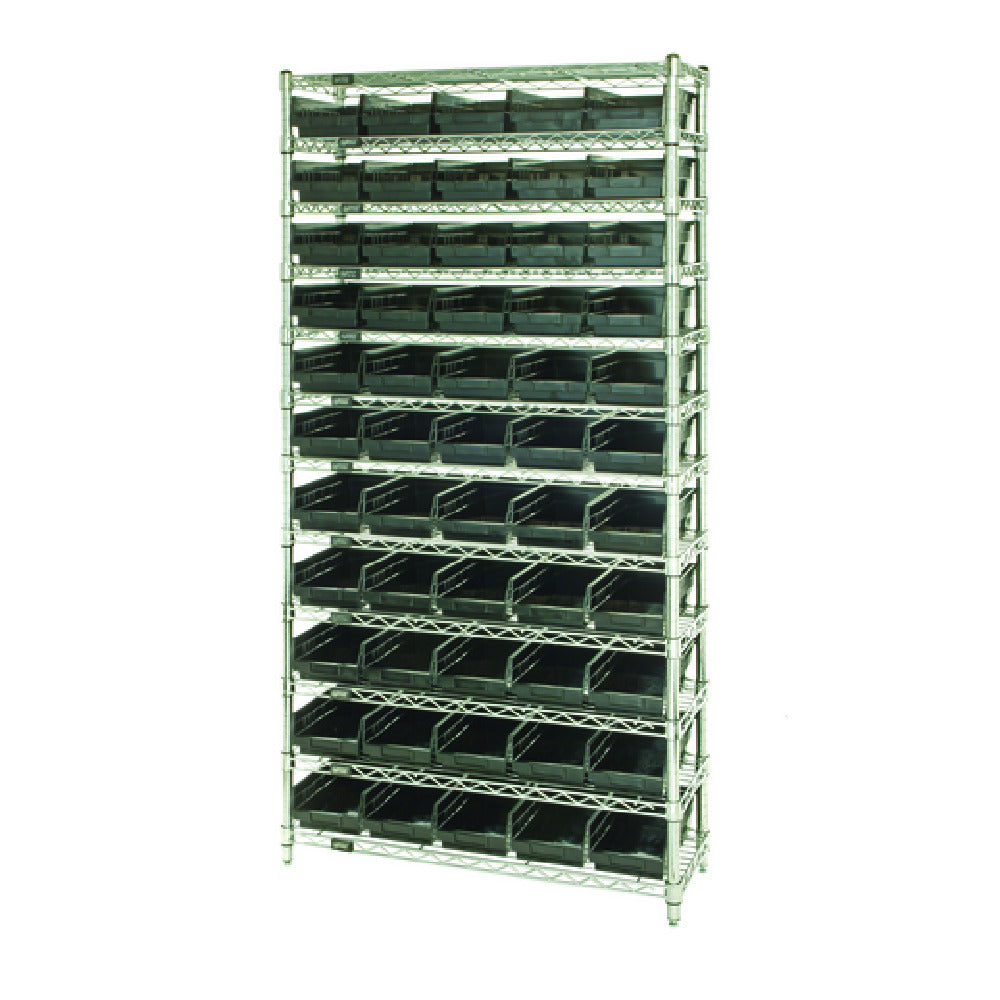 Quantum WR12-106CO Bin Wire Shelving System Conductive 36"W X 24"D X 74"H Overall Size