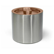 FOH RIB075BSS21 3qt Round Brushed Stainless Ice Bucket Silver With Rose Gold Lid