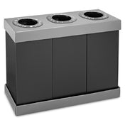 Alpine Industries ALP471-03-BLK Recycle Bin Center 46"W X 16"D X 32-1/2"H (3) 28 Gallon Black Bins With 12" Dia. Deposit Openings