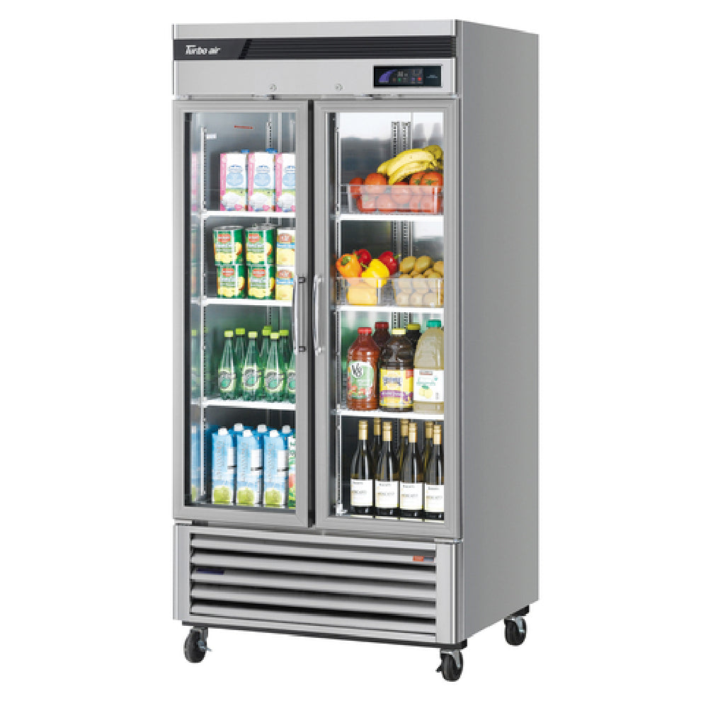 Turbo Air TSR-35GSD-N Super Deluxe Glass Door Refrigerator Two-section 39-1/2"W X 31-7/8"D X 83-1/4"H