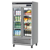 Turbo Air TSR-35GSD-N Super Deluxe Glass Door Refrigerator Two-section 39-1/2"W X 31-7/8"D X 83-1/4"H