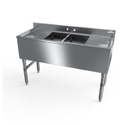 NBR Equipment UW-2-101410-48LR Slim-Line Underbar Sink Unit Two-compartment 48"W X 18-1/4"D X 32-1/2"H Overall Size