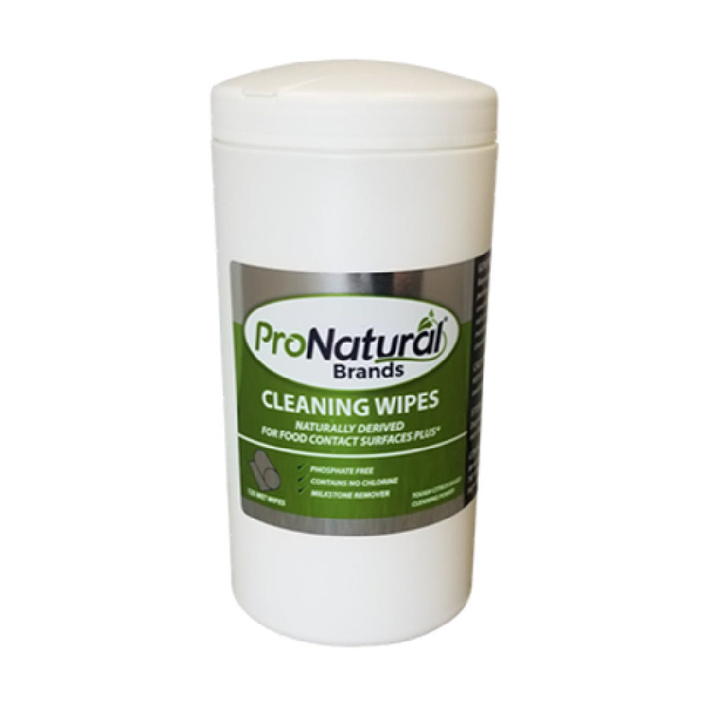 Stoelting by Vollrath 265002 ProNatural Brands Cleaning Wipes For Non-porous Surfaces Phospate-free (125 Wipes Per Canister)