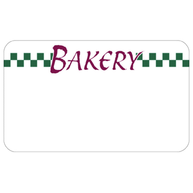 Hubert 92705 - Merchandising Tag, "Bakery" With Green Checkered Design, 3-3/4" X 2-1/4"H
