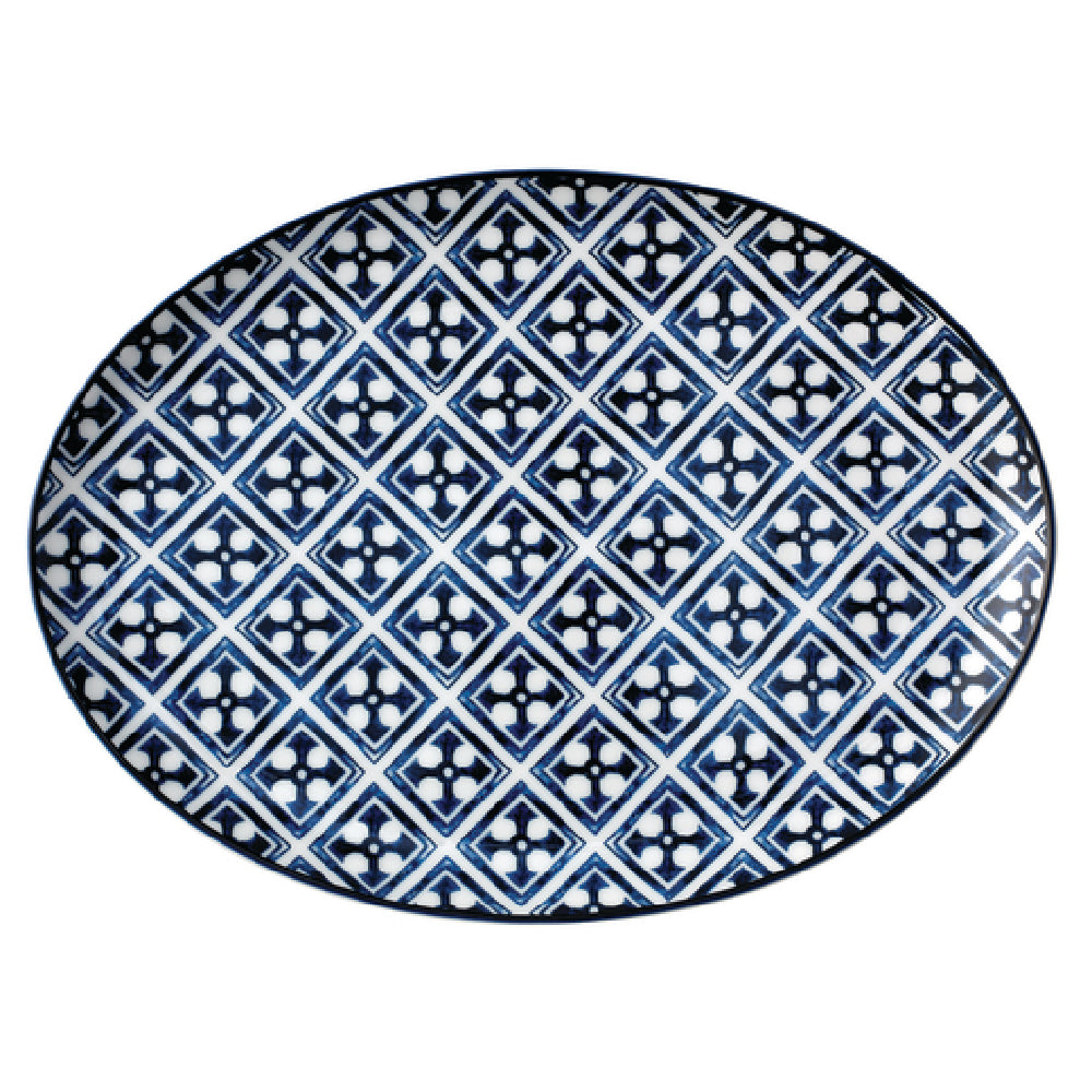 Arc Cardinal FK646 Arcoroc Candour Azure Oval Platter (D:14.25'') High Alumina Porcelain