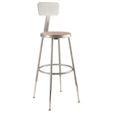 National Public Seating 6224HB NPS® Heavy Duty Steel Stool With Backrest 25"-33"