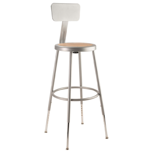 National Public Seating 6224HB NPS® Heavy Duty Steel Stool With Backrest 25"-33"