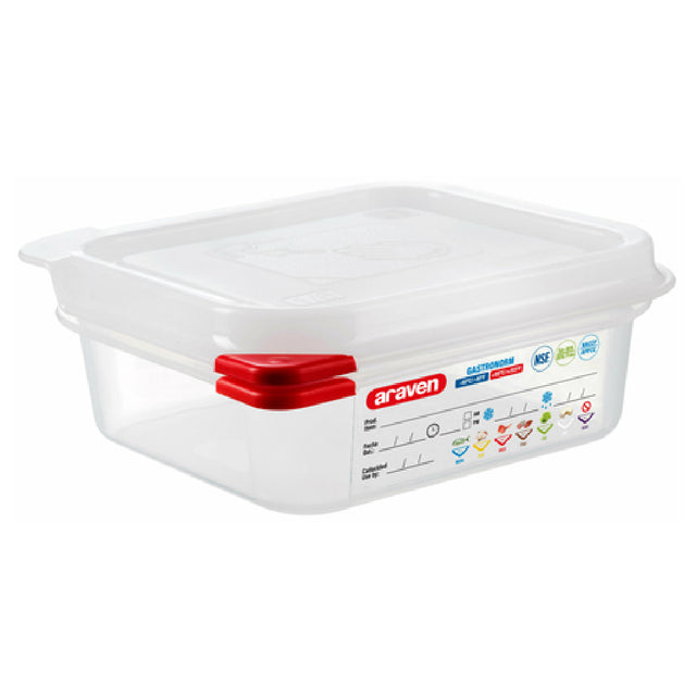Carlisle 03023 Araven Food Storage Container 1.2 Qt. 6-15/16" X 6-3/8" X 2-1/2"