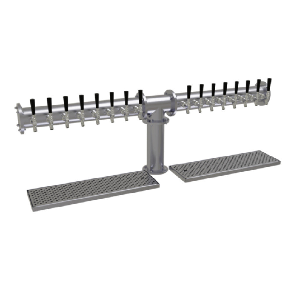 Glastender PT-16-SS Pipe Tee Draft Dispensing Tower Countertop (16) Stainless Steel Faucets (handles Not Included)