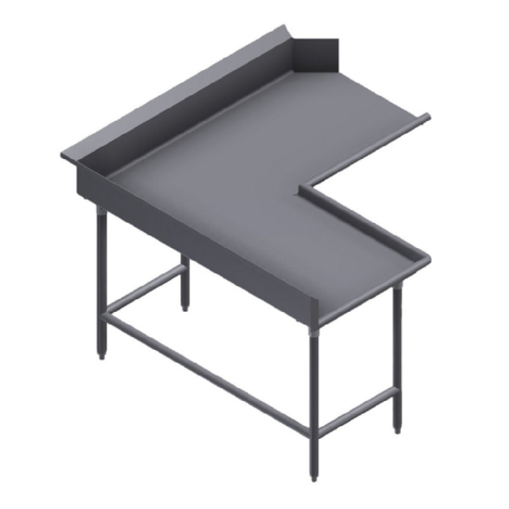 Winholt CDT-14-C-84L Corner Clean Dish Table Left To Right Stainless Steel Legs And Clad Bullet Feet