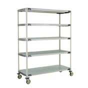 Metro 5X567EGX3 MetroMax® I Mobile Shelving Unit 60"W X 24"D X 80"H (4) Corrosion Proof Open Grid Shelves With Removable Shelf Mats & (1) Corrosion Proof Solid Shelf With Removable Shelf Mat