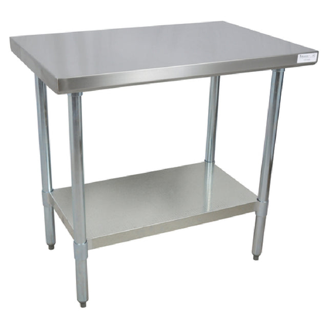 BK Resources QVT-6036 Work Table 60"W X 36"D X 34-3/4" H 14/304 Stainless Steel Top Reinforced With (3) 2" Rectangular Steel Tubing