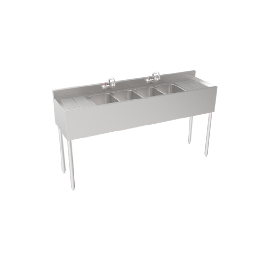 Krowne 18-64C Silver Series Four Compartment Sink With Left And Right Drainboards