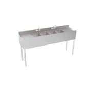 Krowne 18-64C Silver Series Four Compartment Sink With Left And Right Drainboards
