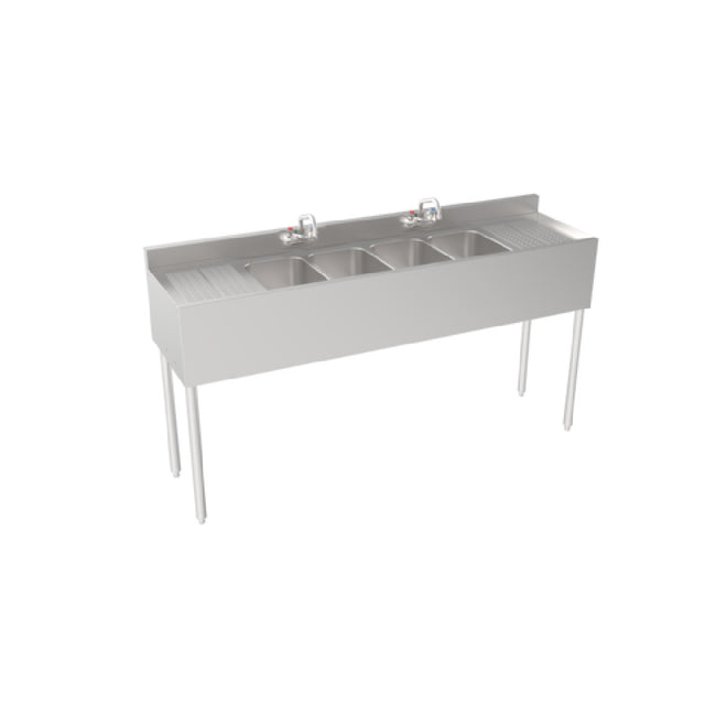 Krowne 18-64C Silver Series Four Compartment Sink With Left And Right Drainboards