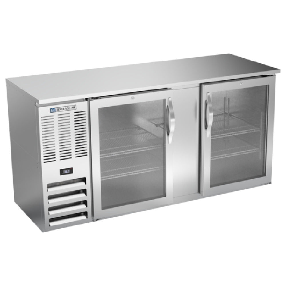 Beverage Air BBN68HC-G-S - Refrigerated Back Bar Storage Cabinet, Two-section, 68"W X 26-3/8"D X 34"H