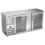 Beverage Air BBN68HC-G-S - Refrigerated Back Bar Storage Cabinet, Two-section, 68"W X 26-3/8"D X 34"H