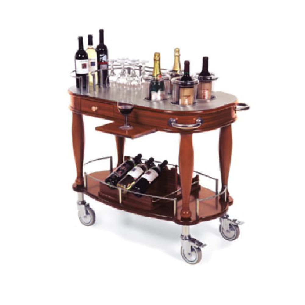 Geneva 70038 Wine Cart-Bordeaux 39-3/8"W X 21-5/8"D X 36-3/4"H Stainless Work Surface