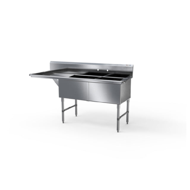 NBR Equipment 2SS-242414L24-REINF Premium Sink Reinforced Deck 2-compartment