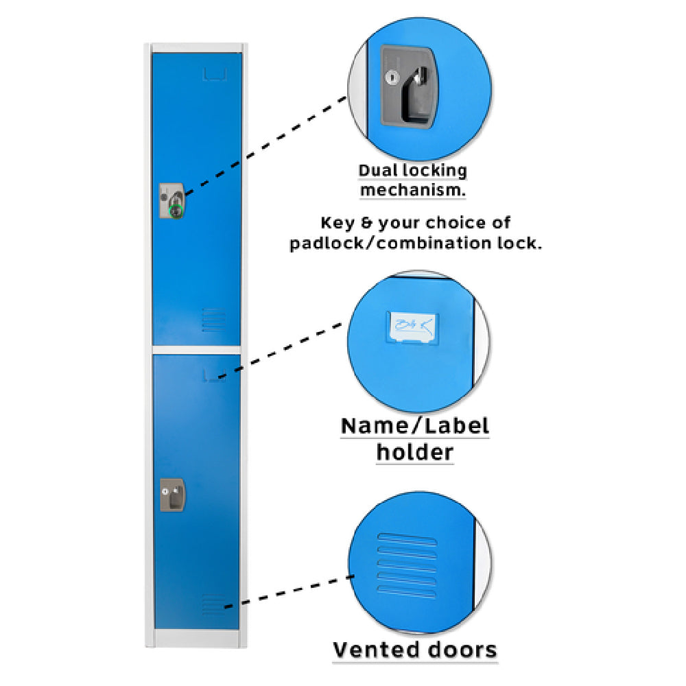 Alpine Industries ADI629-202-BLU Storage Locker 72" H X 12" W Double-compartment