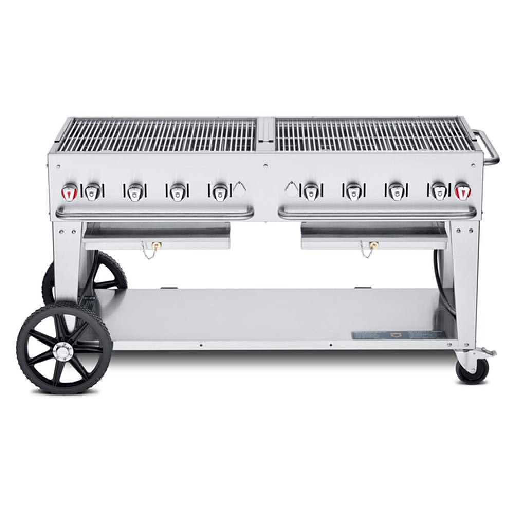 Crown Verity CV-MCB-60-SI50/100 Mobile Outdoor Charbroiler LP Gas 58" X 21" Grill Area