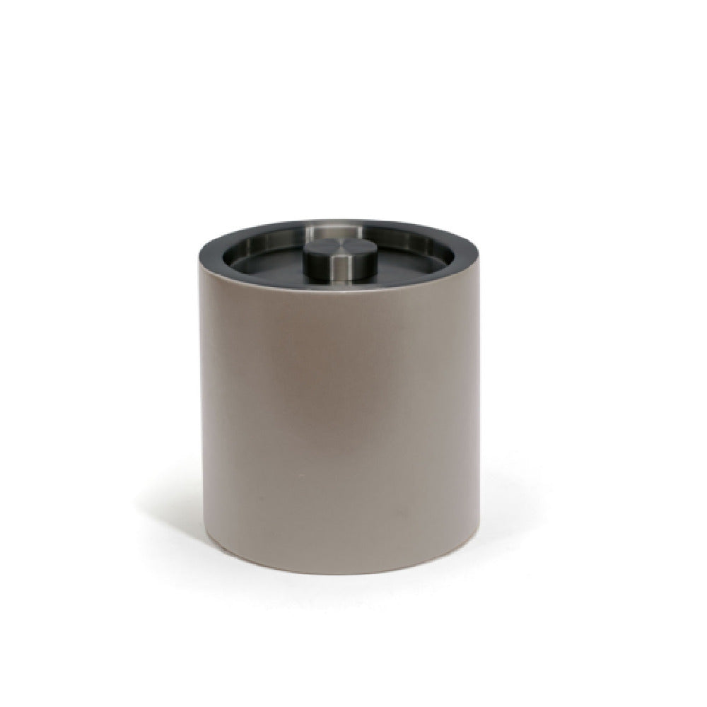 FOH RIB027BEL21 3.5qt Round London Ice Bucket Stone With Matte Black Lid Includes One RIB017BEL21-BTM 3.5qt Round London Ice Bucket Base Stone