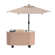 Steelite MGCOVC02VXCC - Oval Cocktail Cart With Vanilla Top, Cream Cover, And Cream Umbrella