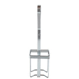 A chrome plated TableCraft rack with a square base and vertical handle, designed to hold kitchen or dining utensils. The minimal wire frame construction features a handle that extends upward from the center of the base.